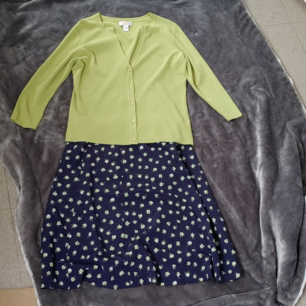 Talbots Green Long Sleeve Spring Cardigan Sz Med